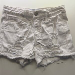 White Distressed Women Shorts
